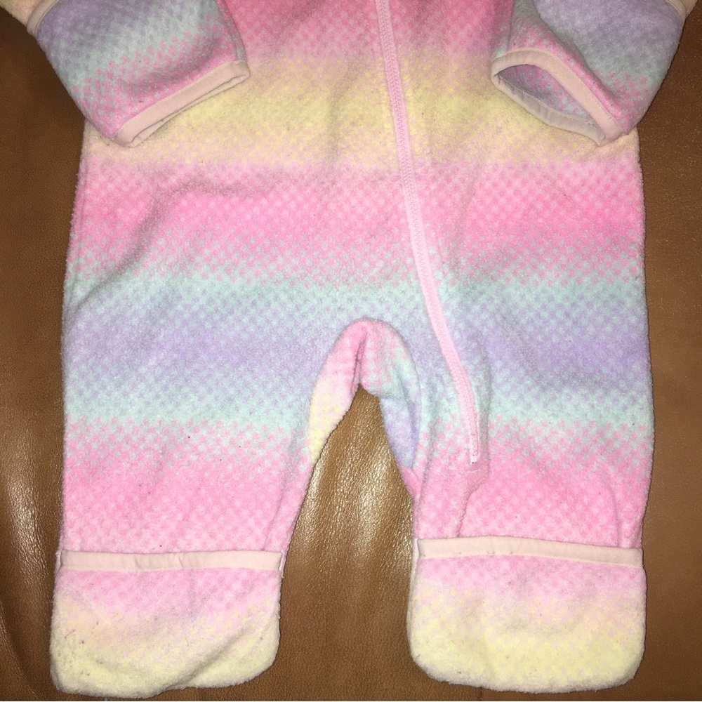 SOLD Columbia baby girl fleece snowsuit coverall with a hood 6 month infant - Picture 4 of 5